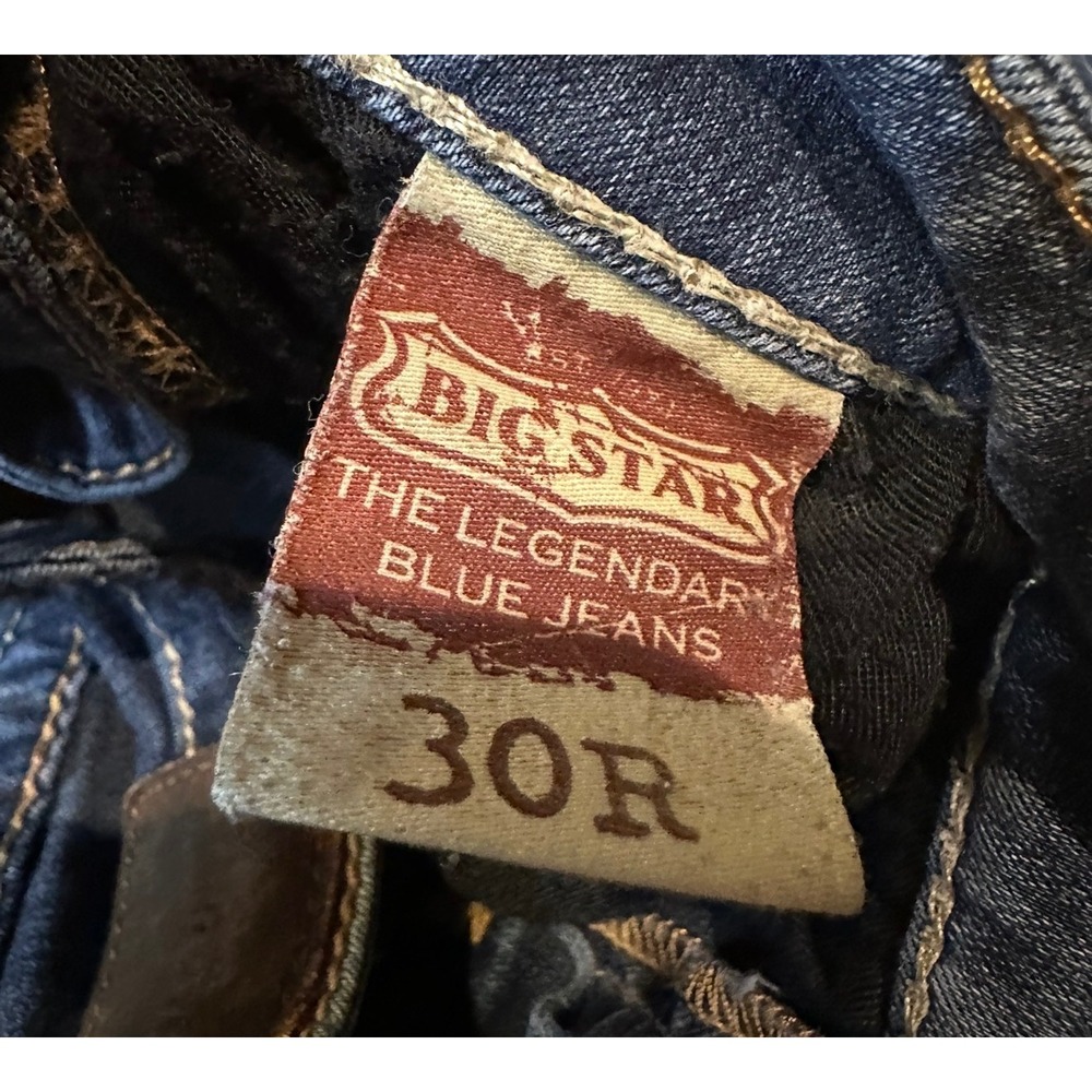 Big Star Liv‎ Low Rise Flare Jeans Dark Wash Contrast Stitch Women's 30R - Picture 4 of 10